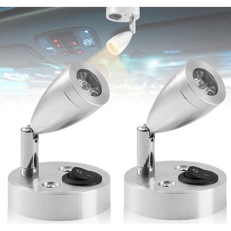 Lámpara de lectura LED de 2 partes y 12 V para autocaravanas y caravanas，Iluminación interior con interruptor regulable，3 W，Blanco cálido 3000 K (1/5)