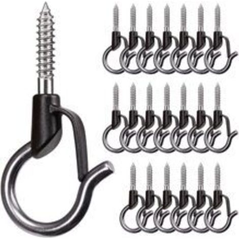 Bardusch A Lot de 40 crochets de suspension en acier inoxydable avec vis pour garage, fête du Nouvel An, extérieur Fil facile à démouler et lumières LED féériques, capacité de 18 kg (1/4)