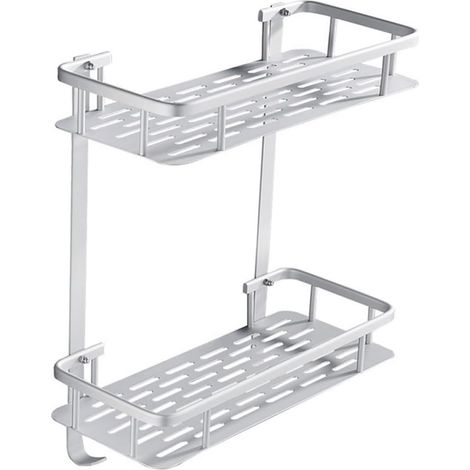 Étagère double sans perçage pour salle de bain et cuisine, organisateur robuste en aluminium avec (1/5)