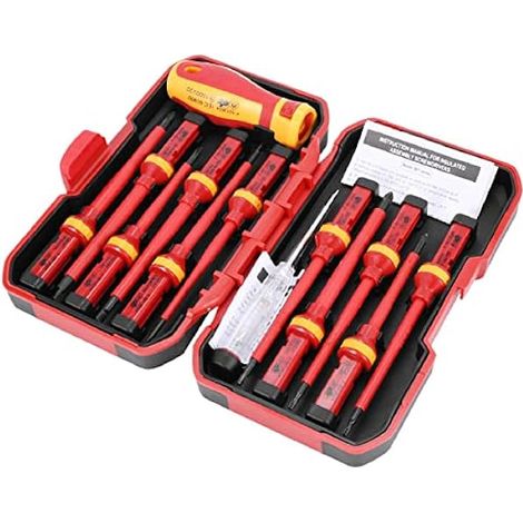 Lot de 13 tournevis isolés VDE - V haute tension 1000 V - Tournevis Torx magnétique à fente - Outils manuels (1/5)
