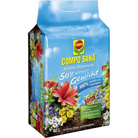 COMPO SANA Blumenerde mi Dünger für alle Zimmer-, Balkon- und Gartenpflanzen, Kultursubstrat, braun, 40 Ltr (1/2)