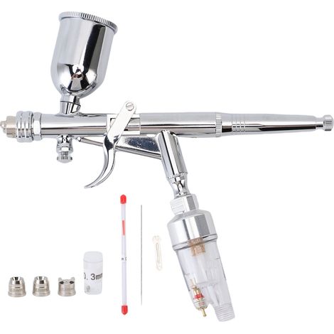 Ortviai Pistolet Aérographe Double Action avec Cuve 15 ml et Buse Rapide 0,3 mm pour Modélisme, Peinture Murale et Rénovation (1/3)