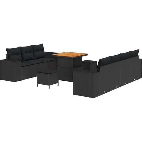 Maison Exclusive - Garten-Sofa-Set 10 pcs Schwarz Poly-Rattan