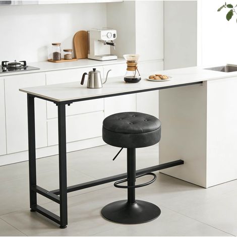 Taburete de bar giratorio con almacenaje, altura ajustable, asiento acolchado de polipiel y metal carbón (1/4)