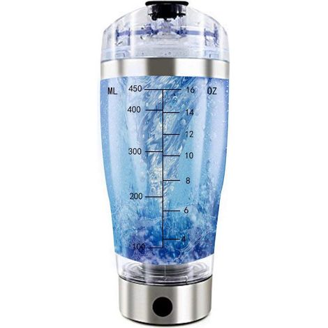 Bouteille shaker, bouteille nutritionnelle, mélangeur vortex portable rechargeable par USB, avec compartiment de rangement pour protéines intégré et câble micro USB, 450 ml (1/5)
