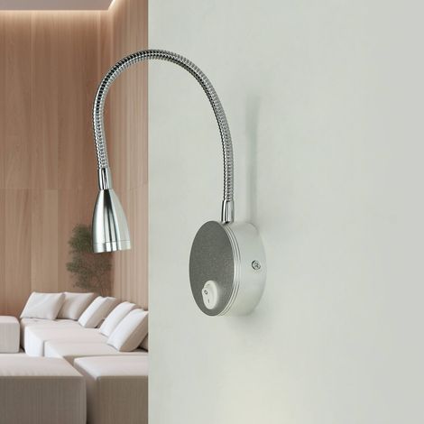 LED Wandleuchte mit Schalter Aluminium Flexarm H: 40 cm in Silber 4400 K neutralweiß 160 lm