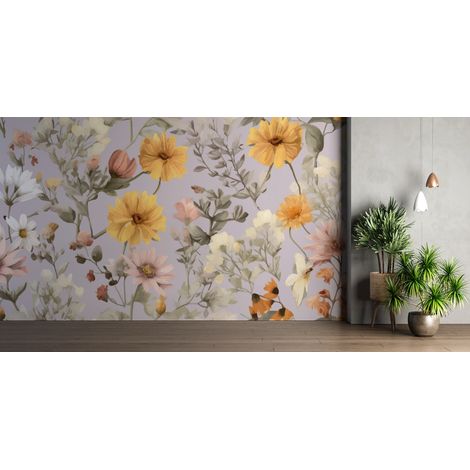 Papier peint fleuri - herbier sauvage vintage - 500 x 270 cm (1/2)