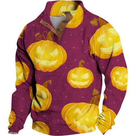 Sudadera con capucha para hombre - Estampado de calabaza y farolillo - Ligera e informal - Cómoda - Transpirable - Manga larga - Corte holgado - Ropa deportiva, Rosa, L (1/5)