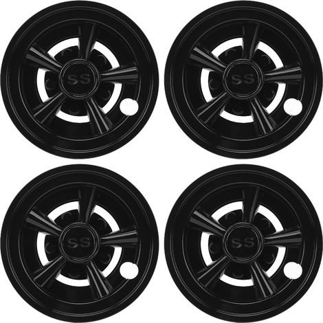 4Pcs Moyeu de Roue de Chariot de Golf 8 Pouces Noir Brillant Anti-Vent Réduction Résistance Capuchon de Jante Remplacement pour E-Z-GO (1/5)