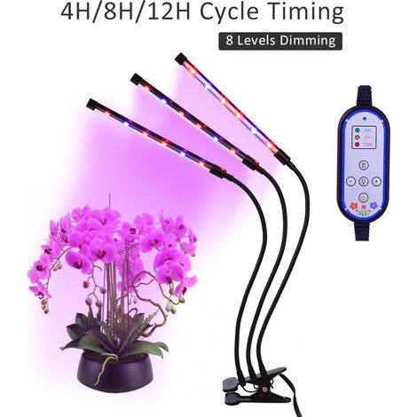 Lampe De Culture Led - 36 W - Minuterie 4 H 8 H 12 H - Réglage De L Intensité Sur 8 Niveaux - Bras Pivotant À 360 ° - Pour Plantes D Intérieur Hydroponie Serre - 1 Pièce (1/5)