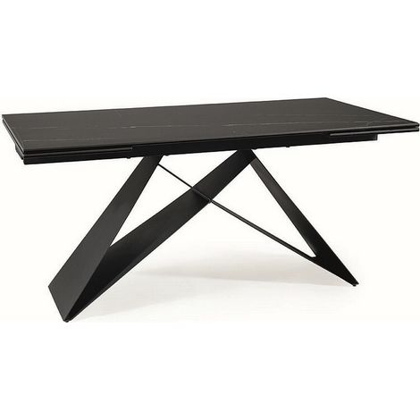 Table à manger design extensible céramique et métal 160cm Sahara noir Holly (1/5)