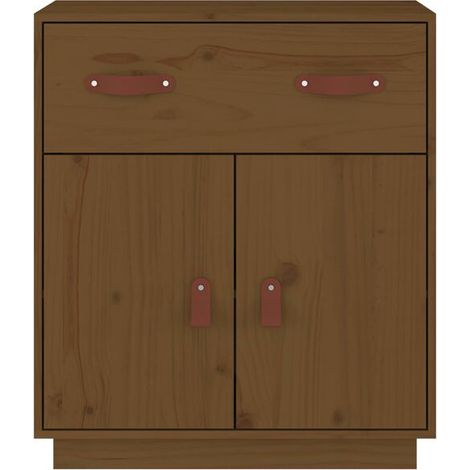 Buffet de Cuisine en Bois Massif Pin, Couleur Miel Brun, 65.5 x 40 x 75 cm, Meuble de Rangement avec Portes et Étagères pour Salle à Manger (1/5)