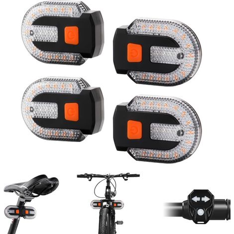 Feu arrière de vélo, télécommande avec Chargeur USB, Clignotant de vélo divisé/intégré avec Alarme, 5 Modes de lumière stroboscopique étanche pour l'avant et l'arrière du vélo (Jaune et Rouge)
