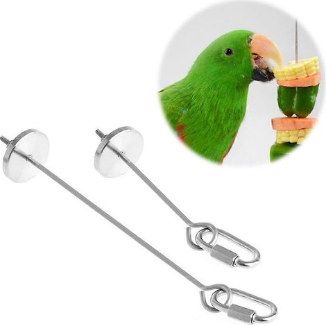 Porte-nourriture pour oiseaux, brochette à fruits en acier inoxydable avec crochet métallique, 5 po, 8 po de longueur (1/4)
