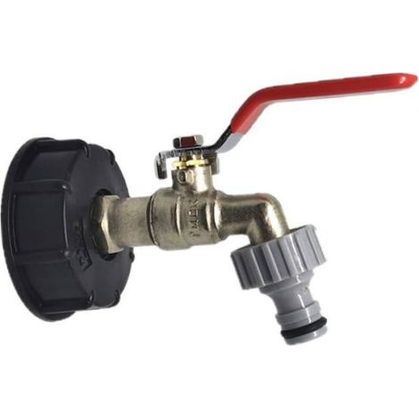 Adaptateur Reservoir IBC S60x6 - Robinet Laiton 1/2 Pouces - Sortie Tuyau Jardin - Pour Recuperateur Eau de Pluie - 1 Unite (1/3)
