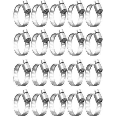 20 Pièces Collier De Serrage Tuyau, Collier De Serrage Tuyau Réglable 32-50mm, 304 Collier De Serrage Inox, Collier Serrage Métallique, Pour Tuyau, Home Gaz, Famille Tuyau D'eau, Câble, Robin (1/4)