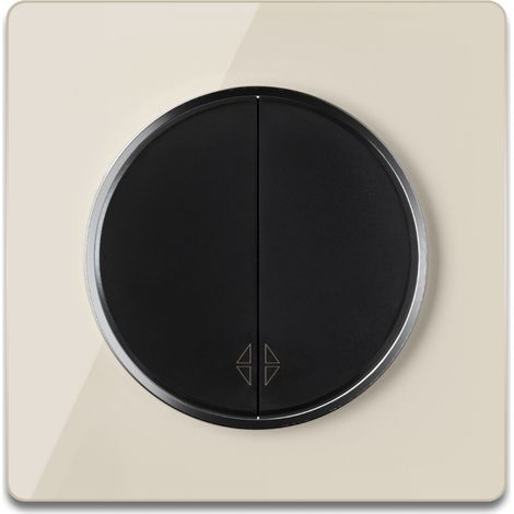 Wechselschalter 2fach schwarz mit Glas-Abdeckrahmen beige (1/4)