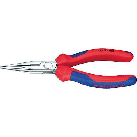 Pince a becs demi-ronds av lame chromee avec poignee bicolore machoire droite. Longueur 160 mm
