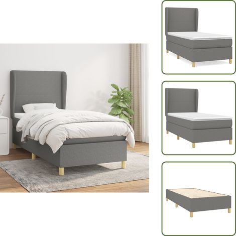 Boxspringbett mit Matratze Dunkelgrau 90x200 cm Stoff - Boxspringbett - Doppelbett - Bettenrahmen - Schlafsystem - Massivholzbette (1/5)