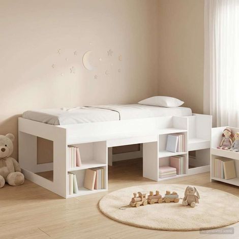 vidaXL Kinderbettgestell mit Stauraum Weiß 90 x 200 cm Holzwerkstoff (1/5)