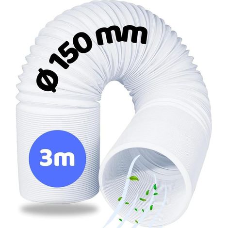 Tuyau d’Évacuation 150 mm 3 m PVC Flexible pour Climatiseur Mobile, Sèche Linge, Hotte, Rallonge (1/5)