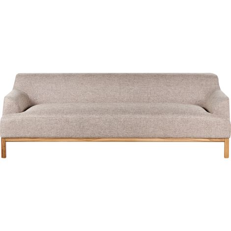 Sofá 3 plazas elegante tela poliéster patas de madera sala de estar marrón claro Sosjo