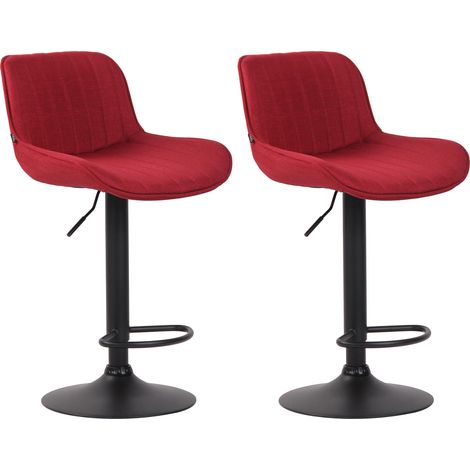 Set di 2 sgabelli da bar Lentini in tessuto rosso nero (1/5)