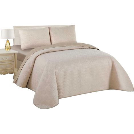 Colcha Boutis para Primavera y Verano Bicolor Reversible Liso  +  Funda Cojin - Ligera Fina Entretiempo Cama 90 180x260, 135 220x260, 150 240x260 cm (1/5)
