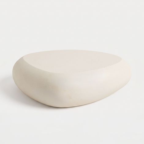 Table basse ovale en béton blanc 105 cm – Design minimaliste pour salon moderne – Durable et facile d'entretien