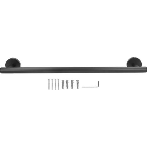 Door-towels stainless steel 304, 45cm, black mat, without nails, poincon, rod unique, material of bracket, pendentif (1/5)