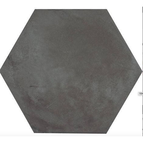 Carrelage sol / mur hexagonal effet ciment vieilli gris anthracite 25x21,6 cm TERRA NERO HEXAGONAL (vendu par boite de 1,17m2) (1/3)