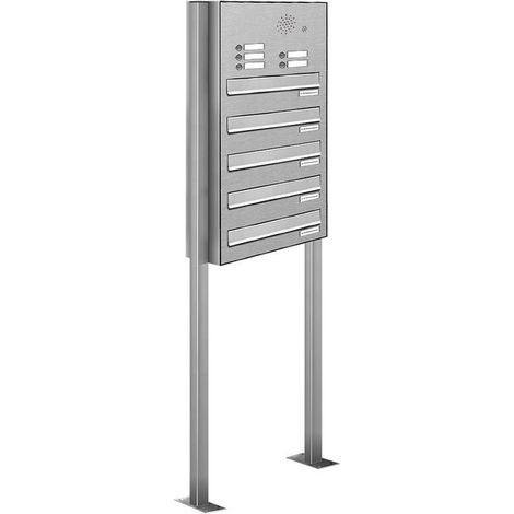 5er V2A Edelstahl Briefkastenanlage Standsystem Freistehend Durchwurf - Klingel (1/5)