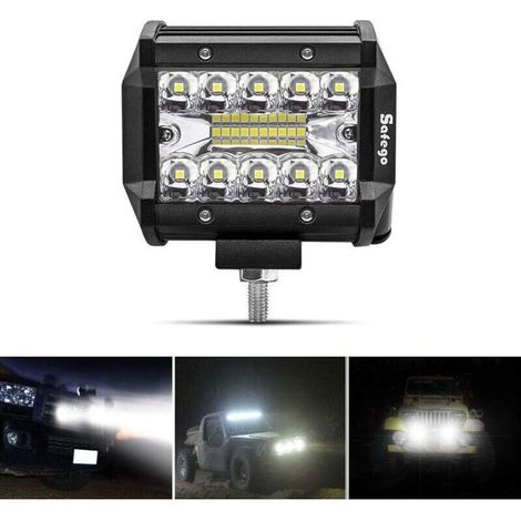Faro LED da 4" 60W, barra LED, 10.800 lm, impermeabile IP67, fendinebbia per auto, veicoli fuoristrada, trattori, camion, SUV, ATV, barche, 12V/24V, luci diurne (1/5)