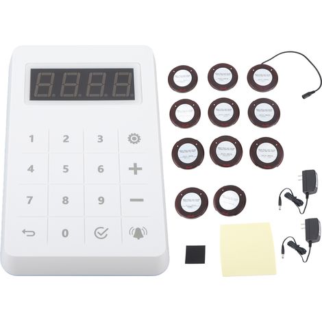 Système de Pagers de Restaurant 10 Appareils Rond Sans Fil, Alimentation Large 100‑240V Prise US (1/5)