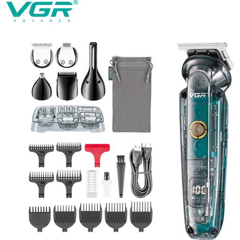 Tondeuse à cheveux multifonctionnelle 6 en 1 avec écran numérique transparent, tondeuse à cheveux, tondeuse à poils de nez et tondeuse à favoris (1/5)