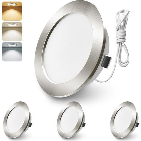 Set of 3 Recessed LED Spotlights, 12V, 4W, 3 Color Temperatures, Ø55-58mm, IP44, for Kitchen, Campervan (1/5)