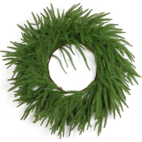 Ghirlanda natalizia realistica in legno di pino, 60 cm, impermeabile, decorazione multifunzionale per feste interne ed esterne (1/4)