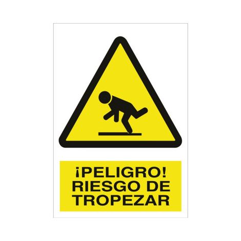 Cartel de advertencia ¡Peligro riesgo de tropezar                                                   Poliestireno       210X148 mm (1/2)