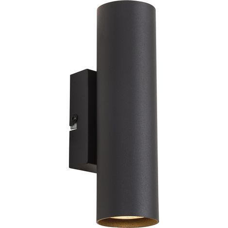 QAZQA Moderno Aplique moderno negro 2-luces - Jeana Acero Cilíndra Adecuado para LED Max. 2 x 7 Watt (1/5)