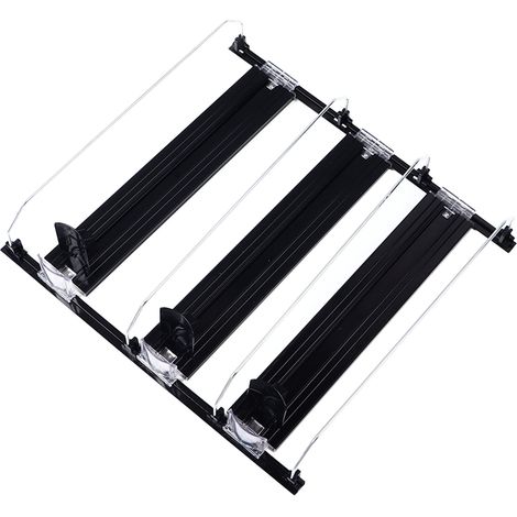 Distributeur de boissons automatique 38 cm pour réfrigérateur, 35 cl, 47 cl et 59 cl, en forme de E, noir, largeur réglable. (1/5)