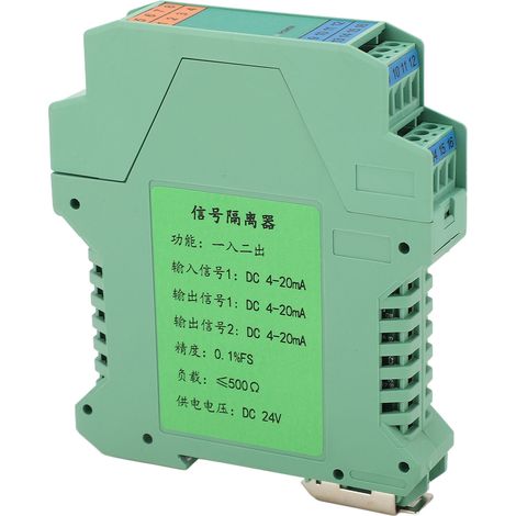 Isolateur de signal de courant continu 1 entrée 2 sorties, émetteur de signal de détection de courant pour automate programmable (4-20 mA, 24 V CC)