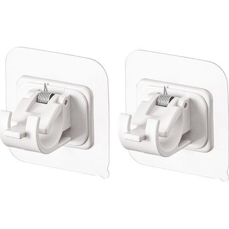 Lot de 2 Supports de Tringle à Rideau sans perage, Crochets Auto-adhésifs pour Tringle à Rideau, cintres pour Salle de Bain, Cuisine, Maison, Salle de Bain et htel (Blanc) (1/5)