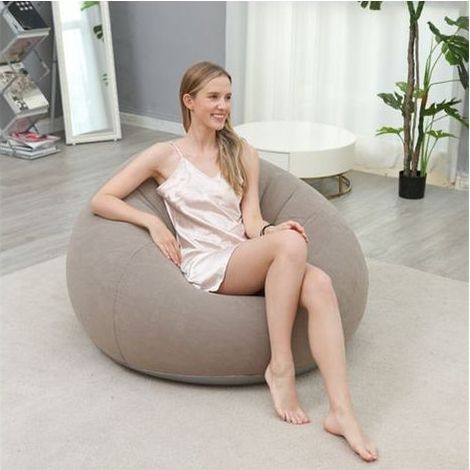 Canapé futon gonflable ultra doux avec housse de siège en mousse à mémoire de forme, convient aux enfants, aux adolescents et aux adultes, couleur café, 11085CM. (1/5)