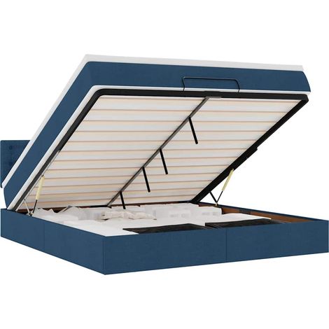 Maison Exclusive - Ottoman-Bett mit Matratze & LEDs Blau 160x200