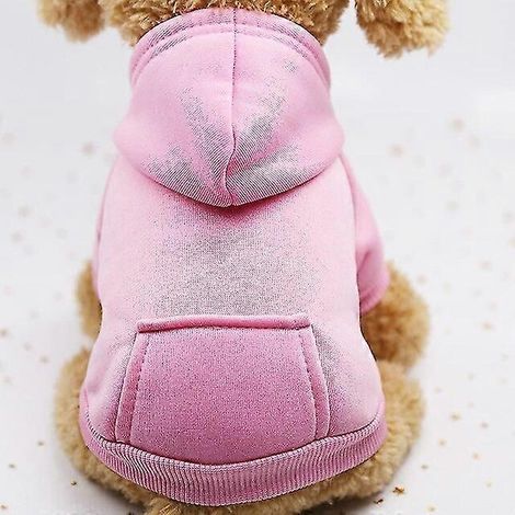 Winterliche Hunde-Hoodies mit Taschen, warme Baumwollkleidung für kleine Hunde, Chihuahuas, Welpen, Katzen, Katzen – rosa (1/4)