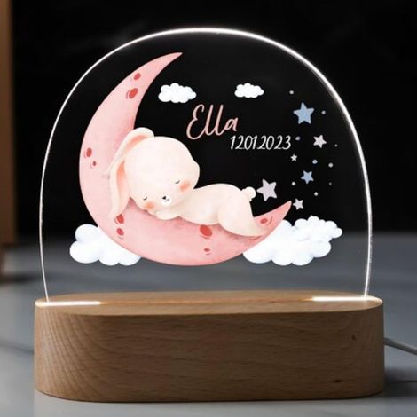 Cadeau original pour bébé fille, idée veilleuse baptême nouveau-né, veilleuse bébé personnalisée, cadeau anniversaire Noël baptême (1/2)