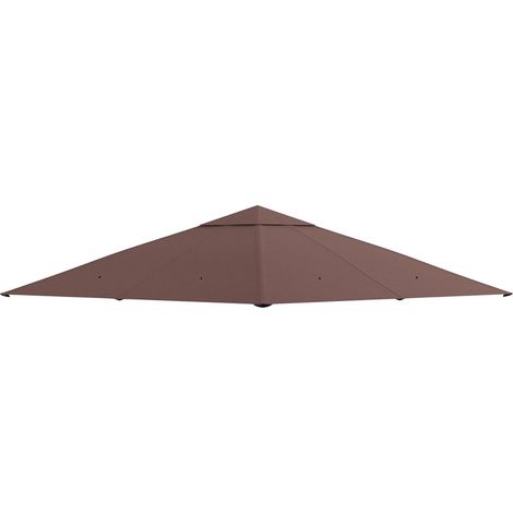 Toiture de remplacement pour tonnelle 2,93 x 2,93 m, bâche/pare-soleil en polyester couleur café, idéale pour jardin et terrasse.