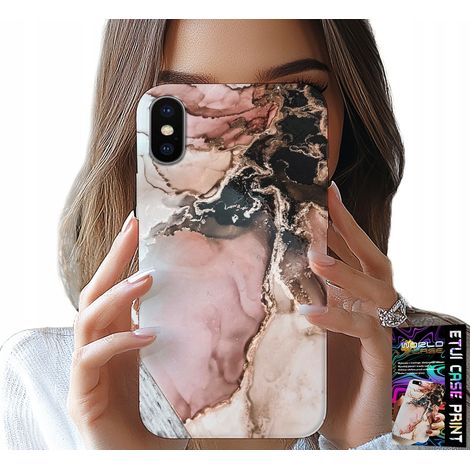 Custodia per iPhone X / XS - eleganti motivi effetto marmo alla moda + vetro (1/5)
