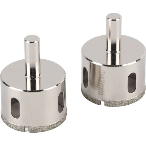 2Pcs Foret à diamant pour verre, carrelage et marbre - Trépan de 42mm, moulage intégral pour perçage précis (1/5)