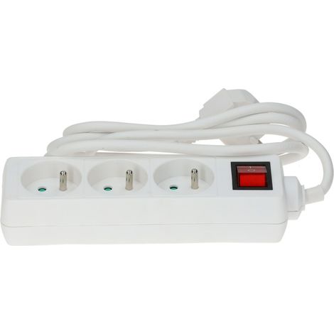 Hanger bloc multiprise blanc 3 prises 16A 230V câble 1,5m (1/2)